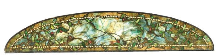 AMERICAN LEADED GLASS TRANSOM WINDOW