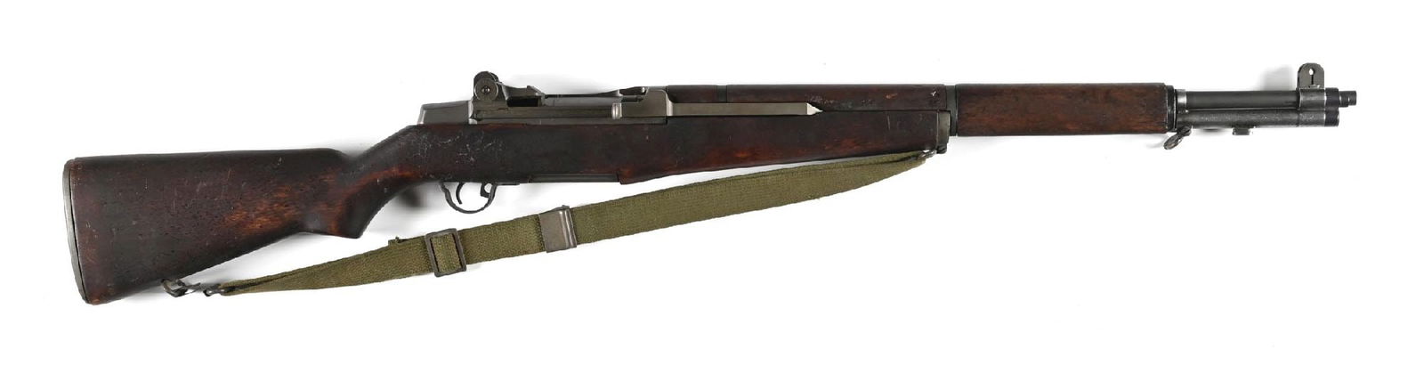 (C) HARRINGTON & RICHARDSON M1 GARAND SEMI-AUTOMATIC RIFLE.: HRA barrel dated "1-54". Post-War sights, the rear marked "WRIGHT". HRA internals. Walnut stock marked with DOD cartouche and an encircled "P" firing proof. Includes an olive web sling. CONDITION: Goo