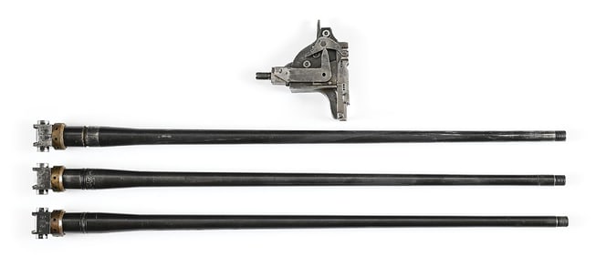 LOT OF 3 BARRELS AND ADDITIONAL LOCK FOR THE MAXIM MG-08 OR MG 08/15 MACHINE GUN.