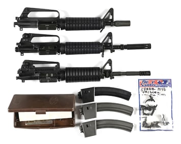 LOT OF DESIRABLE M16 ACCESSORIES INCLUDING 3 UPPER ASSEMBLIES AND ATCHISSON CONVERSION KIT.