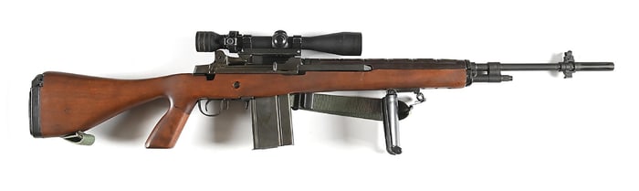 (C) EARLY DEVINE TEXAS SPRINGFIELD M1A SEMI-AUTOMATIC RIFLE WITH XM21 AR TEL SCOPE AND CAN.
