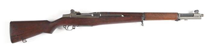(C) EARLY US SPRINGFIELD GAS TRAP M1 GARAND SEMI-AUTOMATIC RIFLE.
