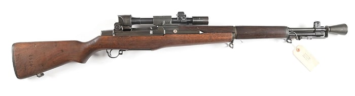 (C) FINE SPRINGFIELD ARMORY M1D GARAND SEMI-AUTOMATIC SNIPER RIFLE.