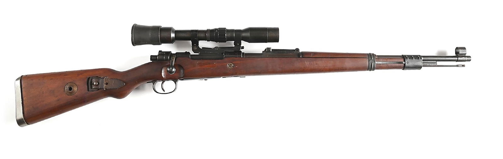 (C) SCARCE J.P. SAUER K98 MAUSER LONG RAIL SNIPER RIFLE BUILT ON A GUSTLOFF BCD 4 CODE RECIEVER.: In 1944, J.P. Sauer acquired receivers from Astrawerke who was also the main supplier of Gustloff-Werke's receivers to assemble rifles with, including long rail snipers. As is correct for these rifles