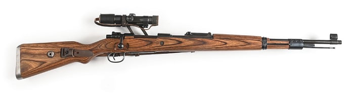 (C) ASSEMBLED J.P. SAUER K98 BOLT ACTION SWEPT MOUNT SNIPER RIFLE.