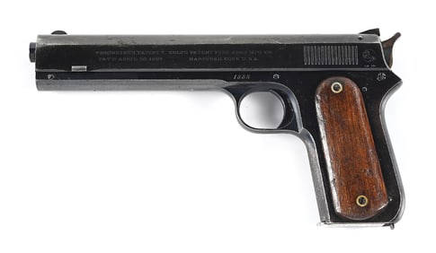 (C) FINE AND RARE BRITISH PROOFED COLT MODEL 1900 SIGHT SAFETY .38 ACP SEMI-AUTOMATIC PISTOL.