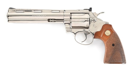 (M) SCARCE FACTORY NICKEL COLT DIAMONDBACK .22 DOUBLE ACTION REVOLVER WITH MATCHING BOX