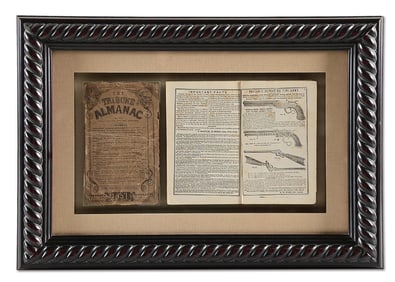 1857 TRIBUNE ALMANAC ADVERTISEMENT FOR VOLCANIC REPEATING FIRE-ARMS.