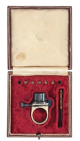 (A) HIGHLY DESIRABLE CASED RING GUN IN 2MM PINFIRE.
