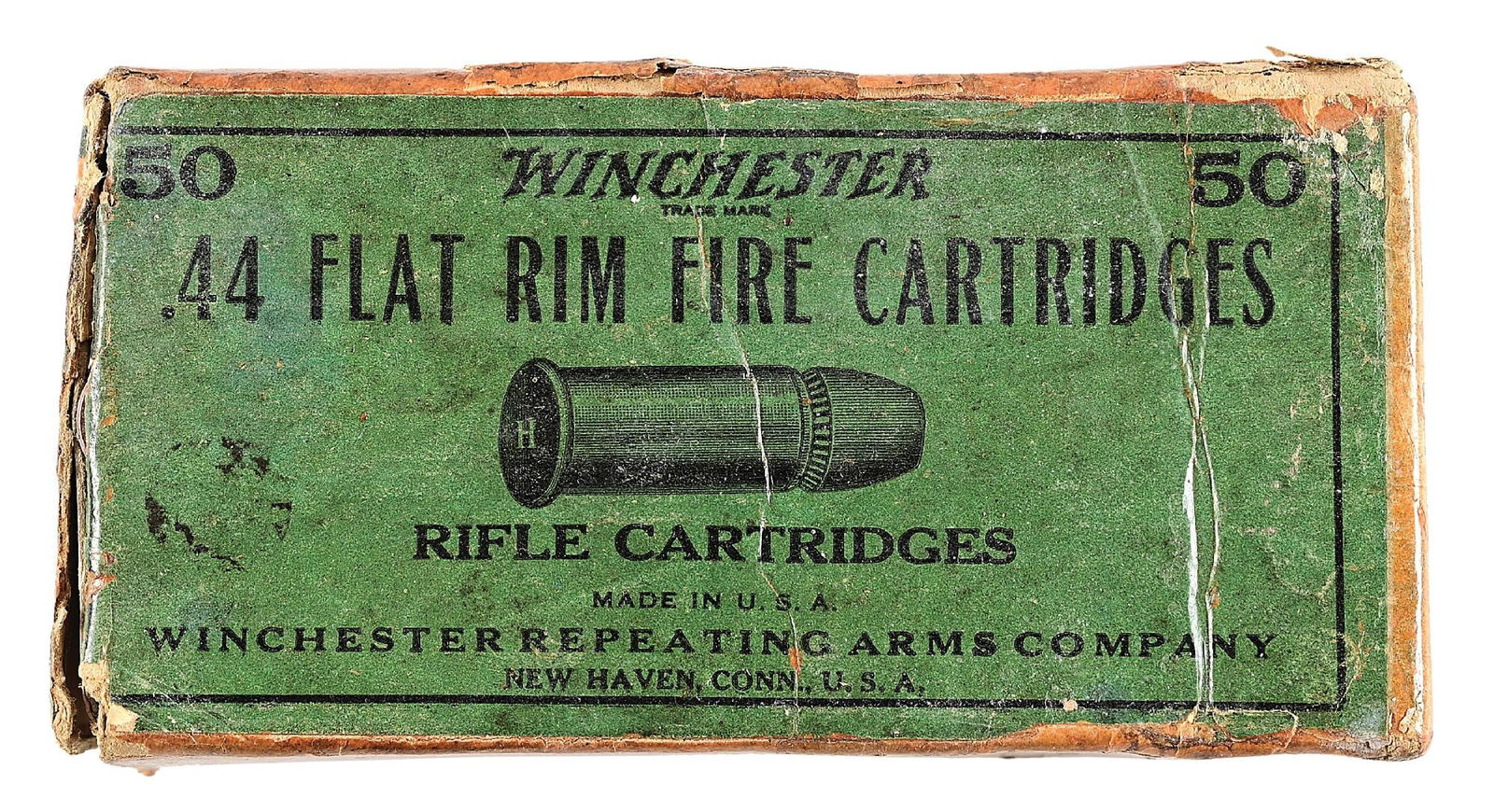 FULL 50 ROUND BOX OF .44 HENRY FLAT FROM THE WINCHESTER REPEATING ARMS COMPANY. (1 of 5)