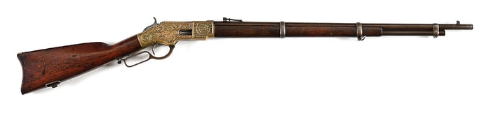(A) ELABORATELY ENGRAVED WINCHESTER 1866 LEVER ACTION MUSKET