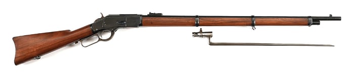 (C) WINCHESTER MODEL 1873 LEVER ACTION MUSKET WITH BAYONET.