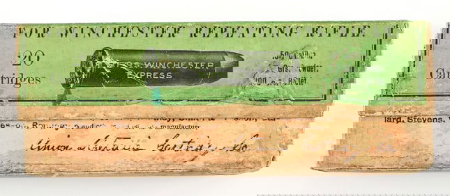 RARE UMC FULL MATCHING BOX OF .50-95 EXPRESS AMMUNITION FOR THE 1876 WINCHESTER.