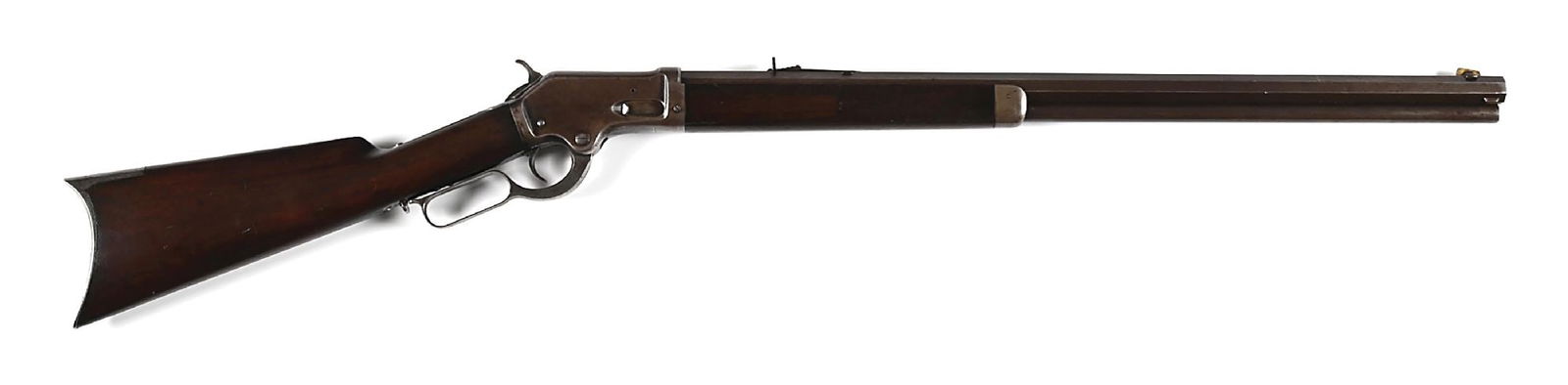 (A) RARE COLT MODEL 1883 BURGESS LEVER ACTION RIFLE.: Just 6,403 of these Burgess patent rifles were manufactured by Colt from 1883 to 1885. The blued octagon barrel has the 2-line Colt address, small German silver Rocky Mountain front sight, and sportin