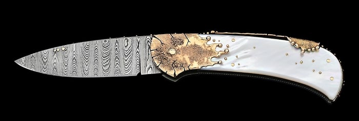 DELLANA CUSTOM SOLE AUTHORSHIP PRESENTATION GRADE MELTDOWN MOTHER OF PEARL LOCKBACK FOLDER.