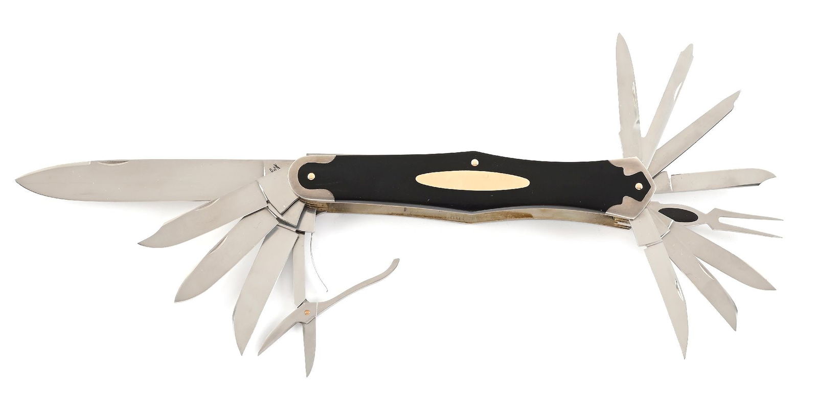 LARGE EUGENE SHADLEY 13-BLADE GENTLEMAN'S HUNTING KNIFE. (1 of 6)