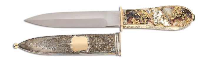 JIM SORNBERGER GOLD QUARTZ CALIFORNIA DAGGER.