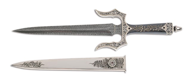 DON LOZIER CUSTOM DAGGER ENGRAVED BY JULIE WARENSKI.