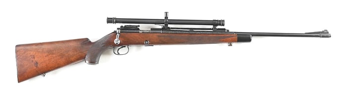 (C) ENGRAVED WINCHESTER MODEL 52 SPORTER BOLT ACTION RIFLE BY R.F. SEDGLEY WITH WINCHESTER A5 SCOPE.