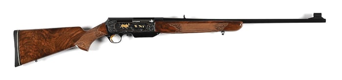 (C) GOLD INLAID ENGRAVED BROWNING GRADE V BAR MAGNUM SEMI-AUTOMATIC RIFLE SIGNED BY BAERTEN AND