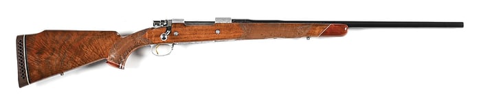 (M) TRIPLE SIGNED BELGIAN BROWNING OLYMPIAN GRADE .308 NORMA MAGNUM BOLT ACTION RIFLE.