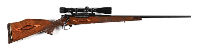 (C) WEST GERMAN WEATHERBY CUSTOM MARK V DELUXE BOLT ACTION SPORTING RIFLE.