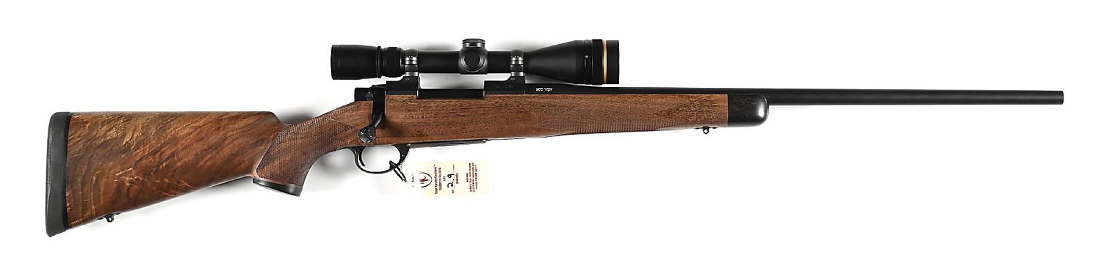 (M) NOSLER CUSTOM NCR BOLT ACTION RIFLE IN .300 WSM.: Nosler made its first Custom Rifle in 2005, limited to 500 rifles and chambered in .300 WSM. Made in Bend, Oregon and features the matte blue finish and sports a Leupold NCR05-201 variable scope. The