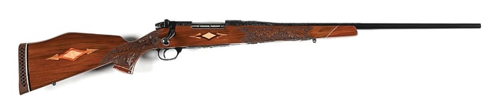 (C) WEST GERMAN WEATHERBY CUSTOM MARK V DELUXE ENGRAVED BOLT ACTION SPORTING RIFLE.