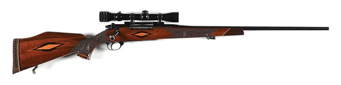 (C) WEST GERMAN WEATHERBY MARK V CUSTOM DELUXE BOLT ACTION SPORTING RIFLE.