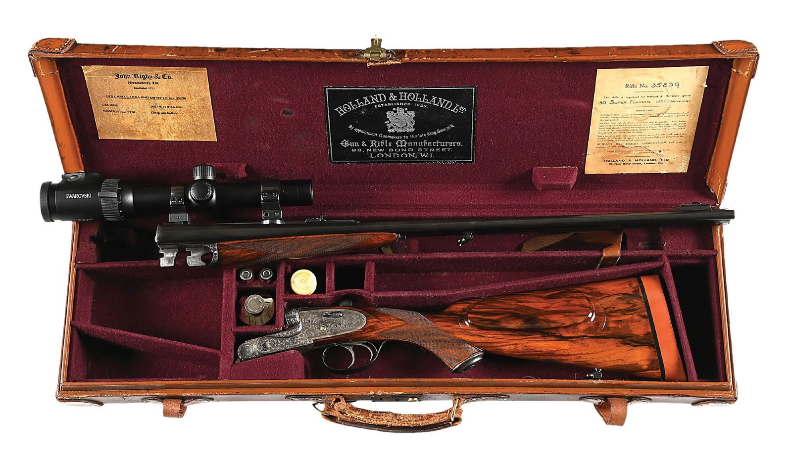 (C) BEST QUALITY HOLLAND & HOLLAND ROYAL SIDE BY SIDE DOUBLE RIFLE IN .300 H&H RIMLESS WITH CASE. (1 of 19)