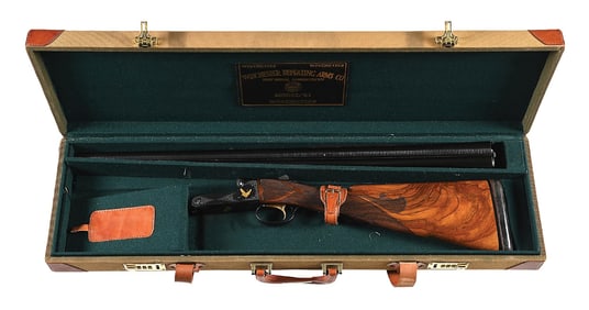 (C) NIXON ENGRAVED WINCHESTER MODEL 21 20 GAUGE SIDE BY SIDE SHOTGUN, CASED.