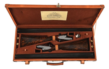 (M) MUFFOLINI ENGRAVED PAIR OF RIZZINI 20 GAUGE SIDE BY SIDE SHOTGUNS, IN CASE.
