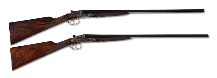 (M) MATCHED PAIR OF SMITH-BOSS 20 BORE SLE SIDE BY SIDE SHOTGUNS.
