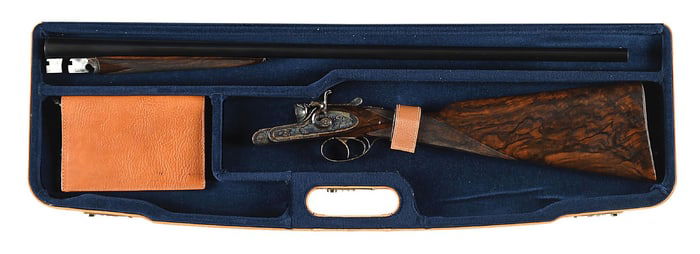 (M) RARE 20 GAUGE PIOTTI CLASSIC HAMMER GUN WITH CASE.