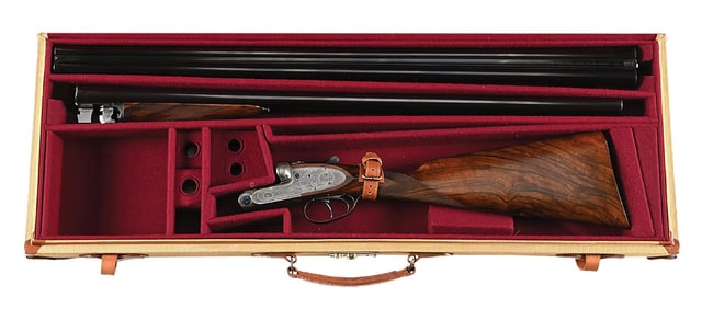 (C) GOLDEN AGE PURDEY 12 GAUGE SLE SIDE BY SIDE SHOTGUN WITH TWO BARREL SETS (1931).