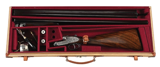(C) GOLDEN AGE PURDEY 12 GAUGE SLE SIDE BY SIDE SHOTGUN, TWO BARREL SET.