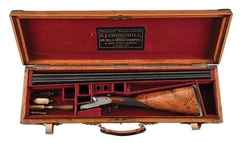 (A) E.J. CHURCHILL SLE 12 BORE SIDE BY SIDE SHOTGUN.