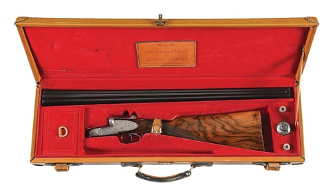 (M) CASED ABBIATICO & SALVINELLI 28 BORE SIDELOCK EJECTOR SHOTGUN.