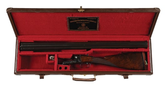 (C) ENGRAVED TRAP GRADE WINCHESTER MODEL 21 SIDE BY SIDE SHOTGUN.