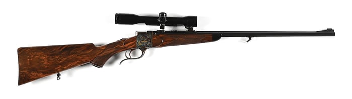 (M) MARTINI & HAGN FALLING BLOCK STALKING RIFLE IN .30-06 SPRINGFIELD.