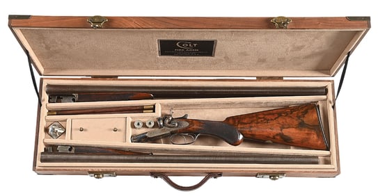 (A) DOCUMENTED FACTORY ENGRAVED COLT MODEL 1878 SIDE BY SIDE SHOTGUN 2 BARREL SET WITH CUSTOM FITTED