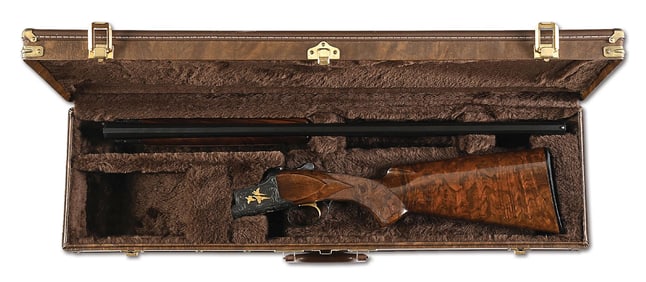 (M) BAERTON ENGRAVED PRESENTATION GRADE BELGIAN BROWNING SUPERPOSED 12 BORE SHOTGUN.