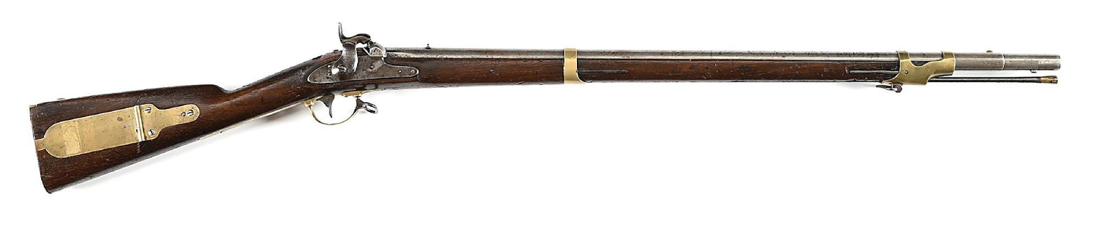 (A) REMINGTON CONTRACT US MODEL 1841 MISSISSIPPI PERCUSSION RIFLE.: Remington was contacted to build these rifles from 1846 to 1854. A total of 10,000 were delivered from 1850 through 1854. The lock on this example is dated 1848 indicating that they used locks dated 1