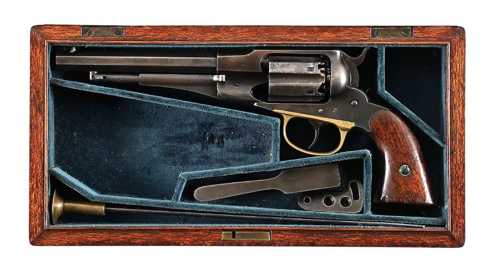 (A) REMINGTON RIDER DOUBLE ACTION NEW MODEL BELT REVOLVER WITH CASE (1 of 7)