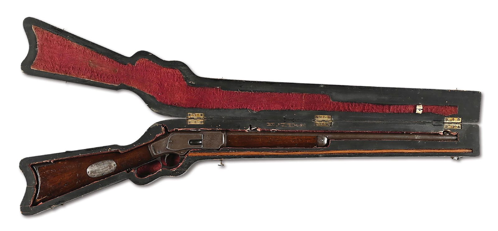 (A) CASED WINCHESTER 1873 .38 WCF LEVER ACTION RIFLE WITH BUFFALO BILL ATTRIBUTION. (1 of 12)