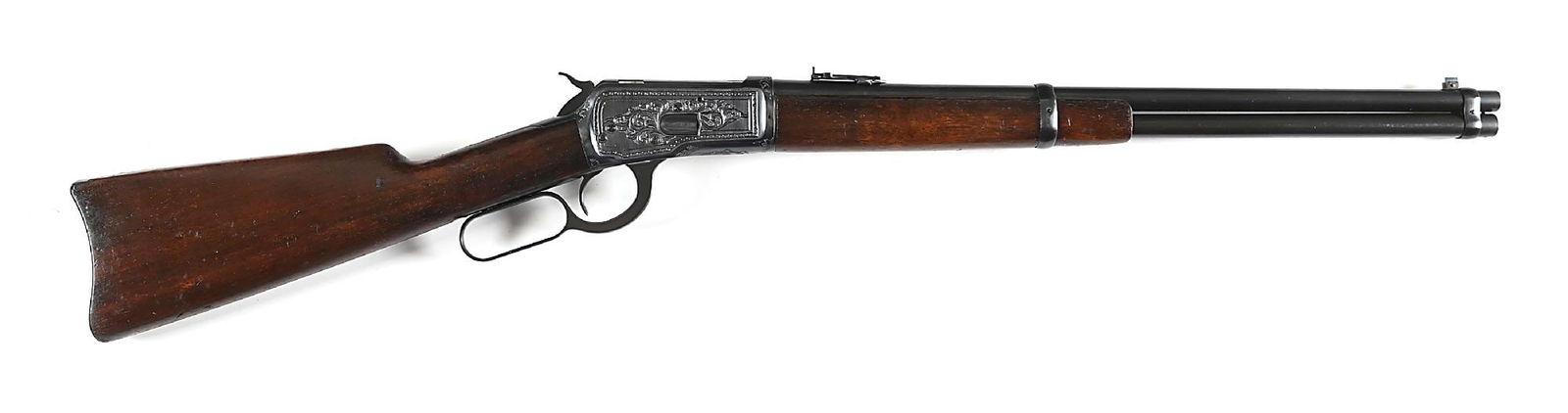 (C) ENGRAVED WINCHESTER MODEL 1892 LEVER ACTION SADDLE RING CARBINE. (1 of 12)