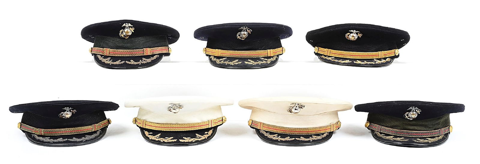 LOT OF 7: US WWII MARINE CORPS FIELD GRADE OFFICER COVERS. (1 of 4)