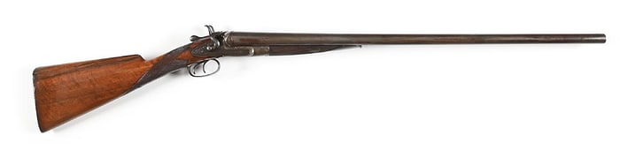 (A) RARE CLASS C ENGRAVED WINCHESTER MODEL 1879 SIDE BY SIDE SHOTGUN.