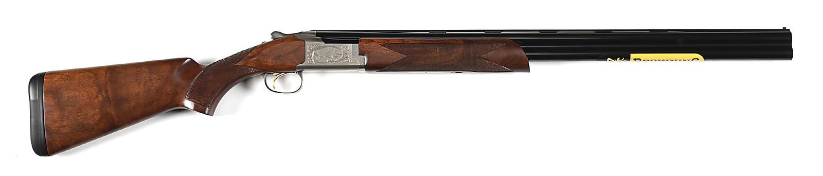 (M) BROWNING CITORI 725 FEATHER OVER UNDER 12 GAUGE SHOTGUN.: Manufactured in 2016 by Miroku in Japan. Features include white front and mid bead, vented and matted rib, checkered walnut stock and forearm, gold Buck Mark on trigger guard, and Inflex recoil system