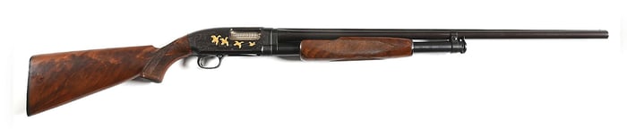(C) CUSTOM ENGRAVED PIGEON GRADE WINCHESTER MODEL 12 20 GAUGE SLIDE ACTION SHOTGUN.